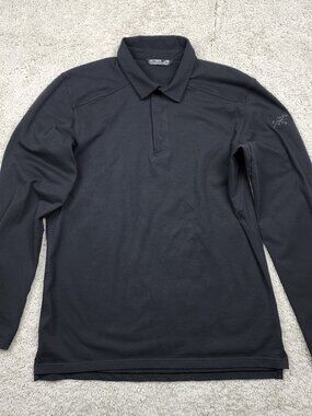 Arcteryx Captive Polo Mens Size Medium M/M Black Long Sleeve Polo Shirt REI USA